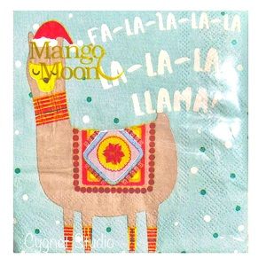 Mango Moon Fa La La Llama Christmas Cocktail Beverage Napkins, 40 ct